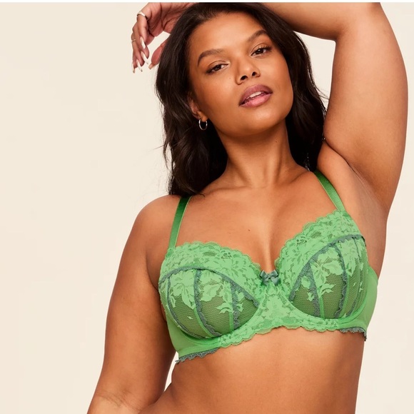 Adore me Devina Unlined Lace bra women’s Plus size 40 C lime Green Sexy boudoir - Picture 2 of 7